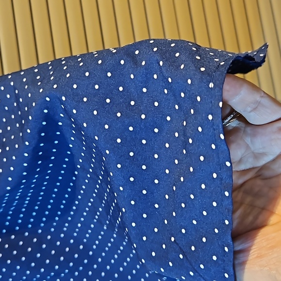 AS NEW 8-9yr Blue polkadot girls dress fully lined cool synthetic flowing fabric - Picture 6 of 10